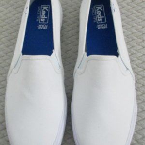 Keds Canvas Sneakers sz 10 White Slip On Double Decker Shoes Dream Foam Footbed